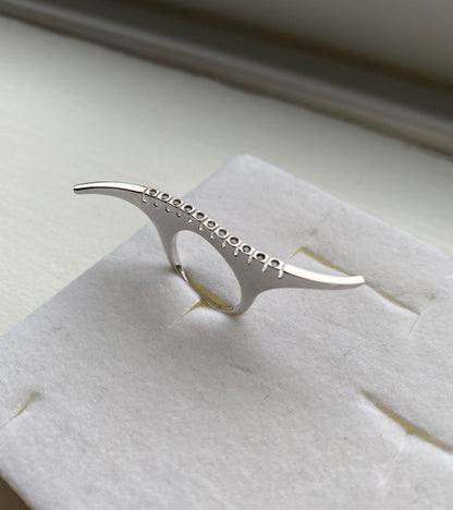 Silver CZ Studded Wave Ring