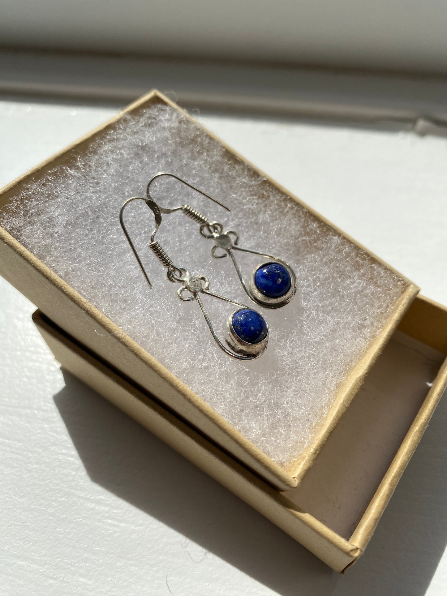 Lapis Lazuli Silver Drop Earrings