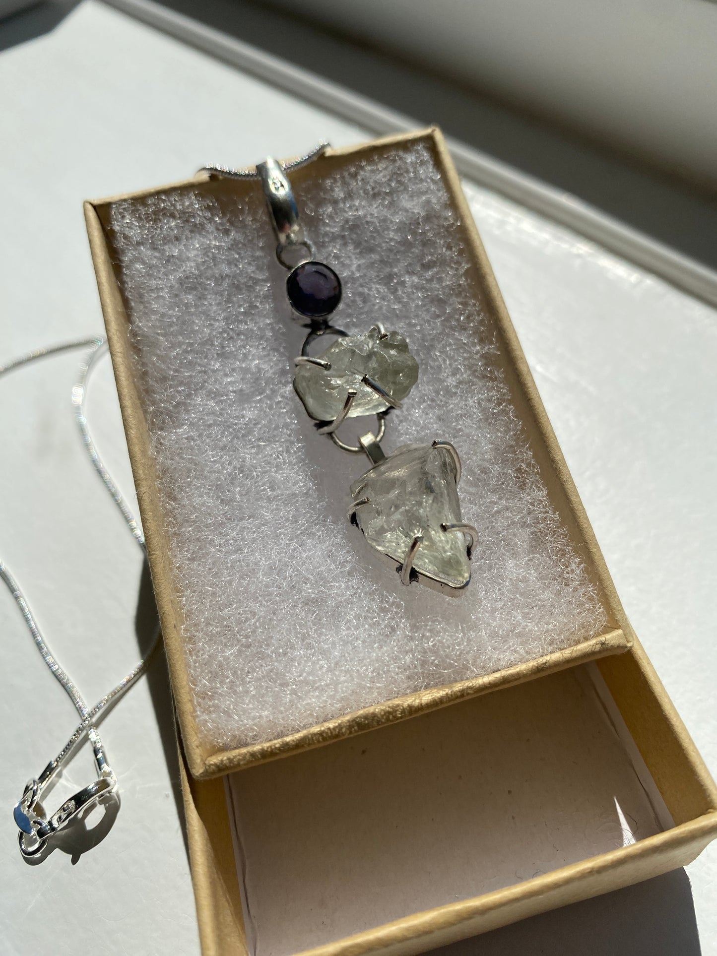 Raw Quartz & Amethyst Silver Necklace