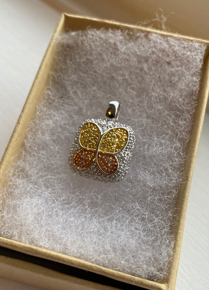Yellow & Orange Silver 'Butterfly' Pendant