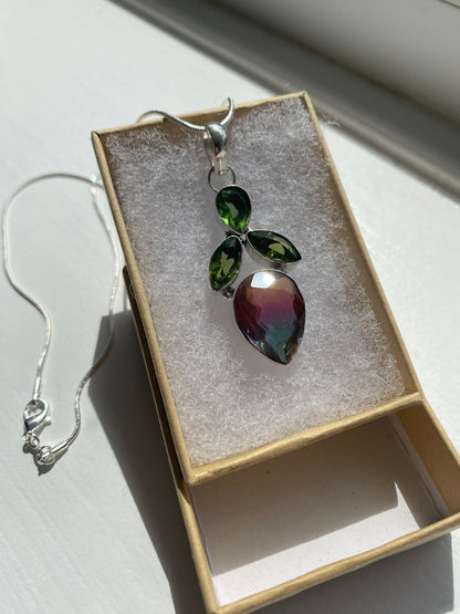 Green Quartz & Mystic Topaz Pendant