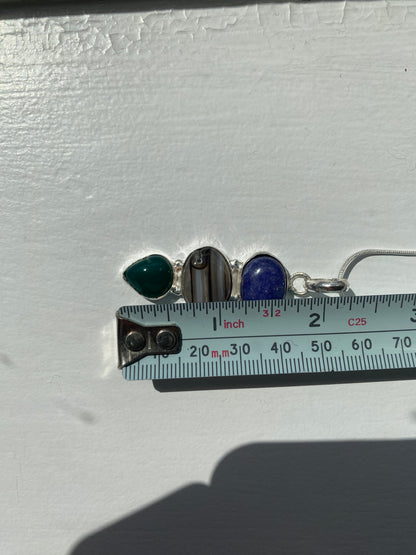 Blue Sodalite, Agate & Aventurine Pendant Necklace