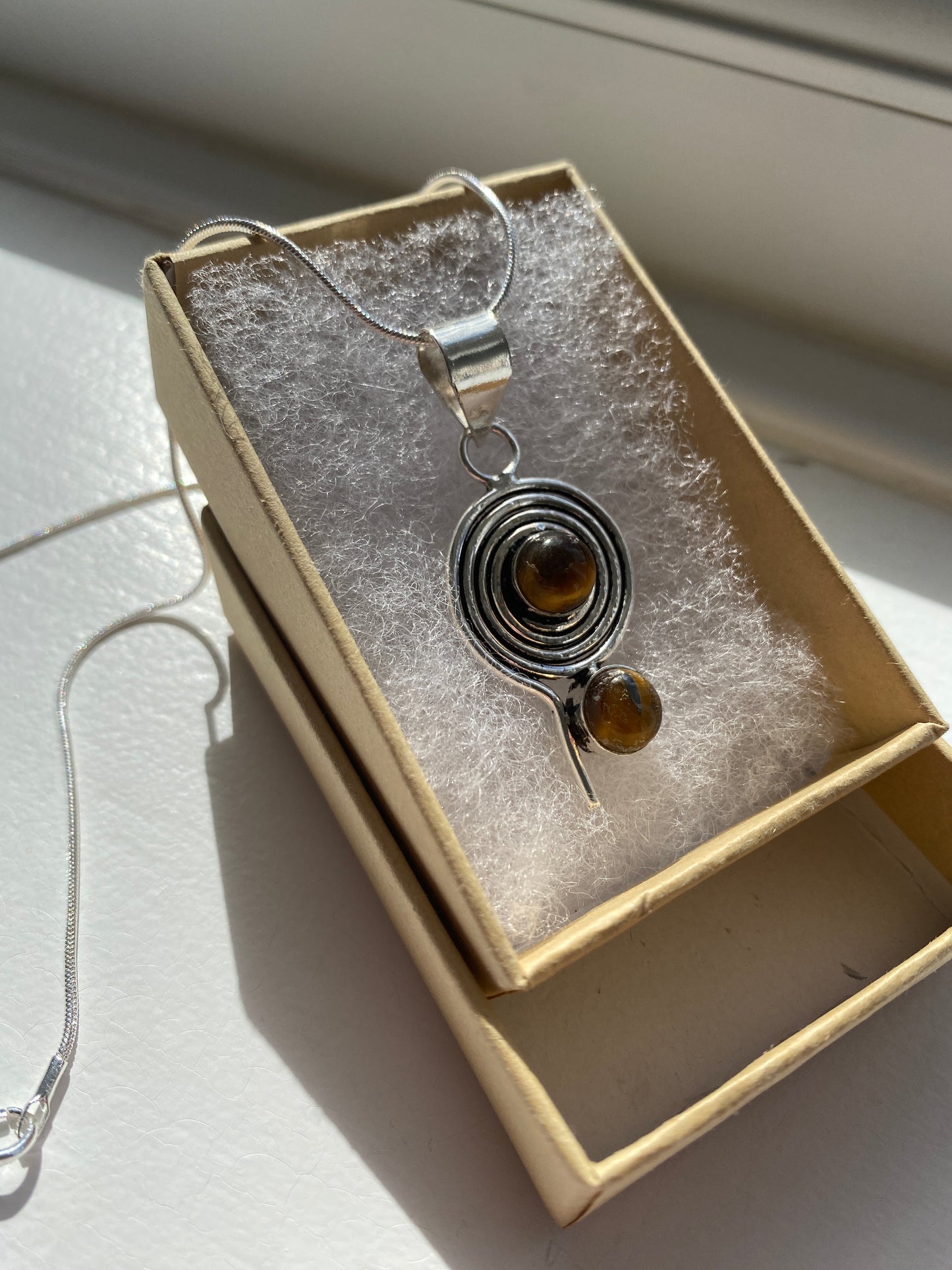 Tiger Eye Silver Spiral Pendant
