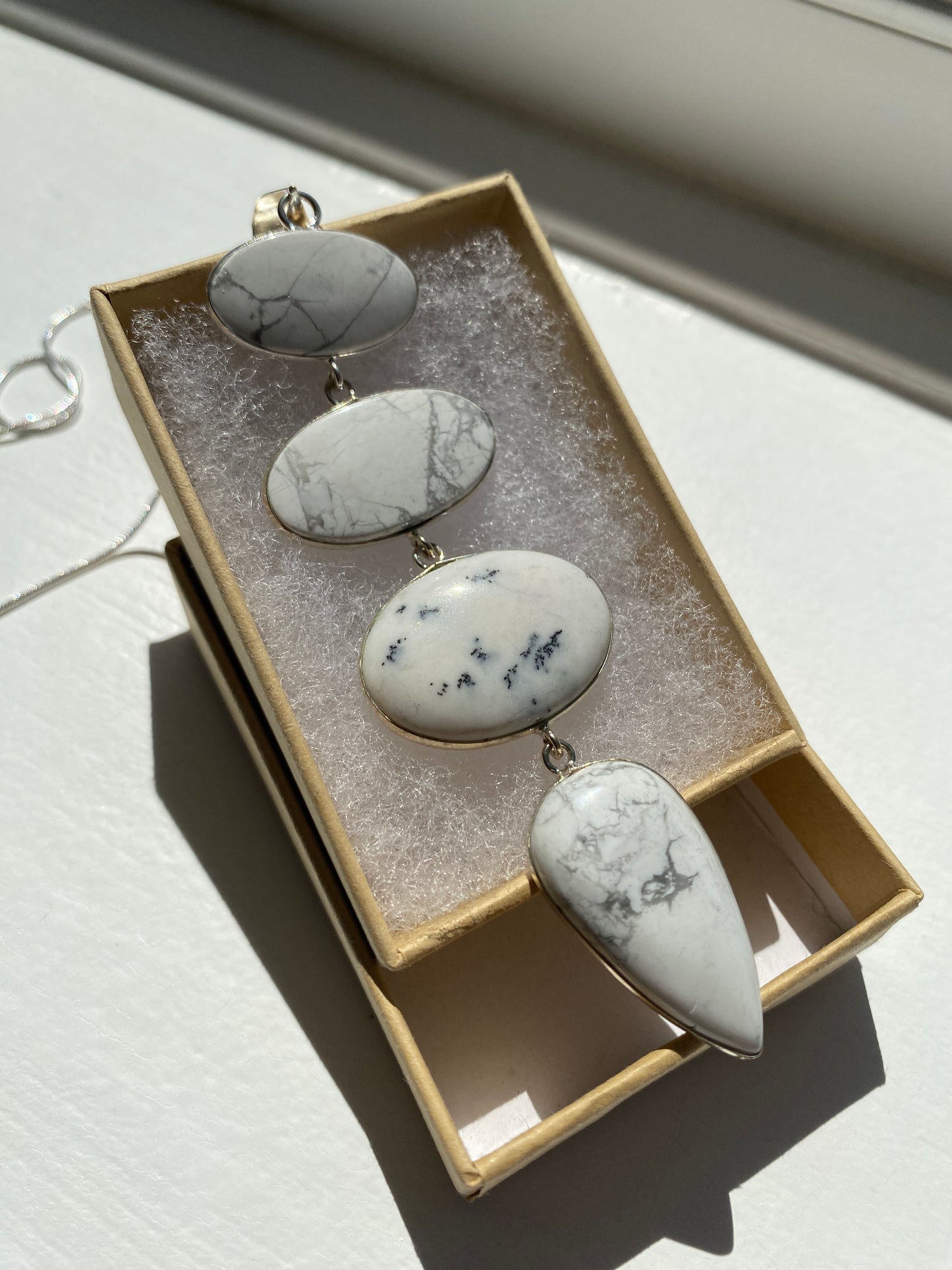 Howlite Pendant Necklace on Silver Chain
