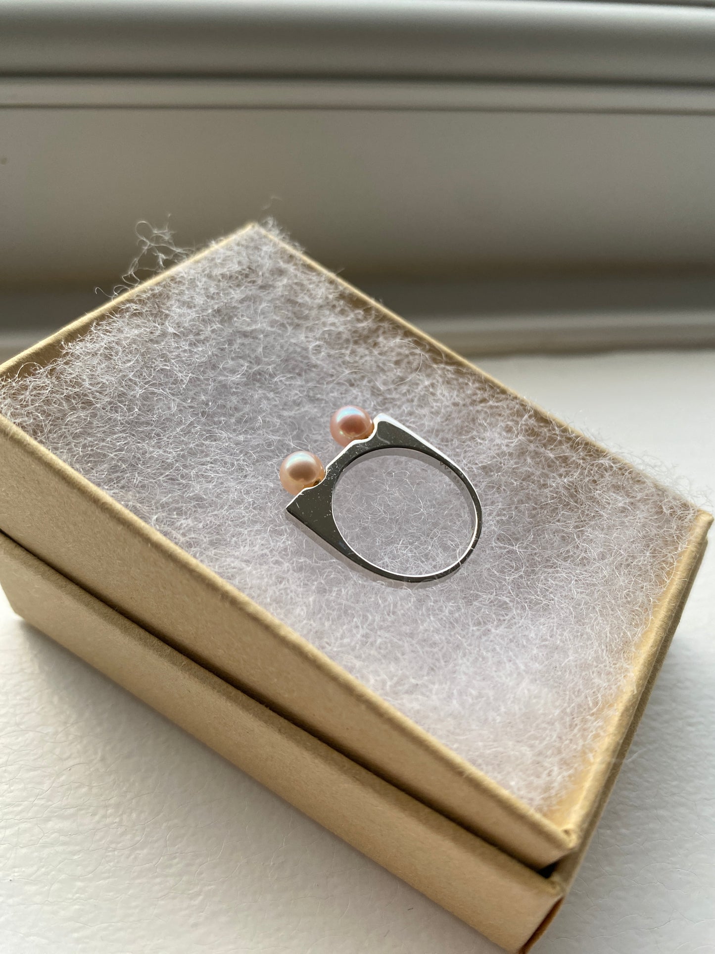 Silver and Pink Pearl Ring