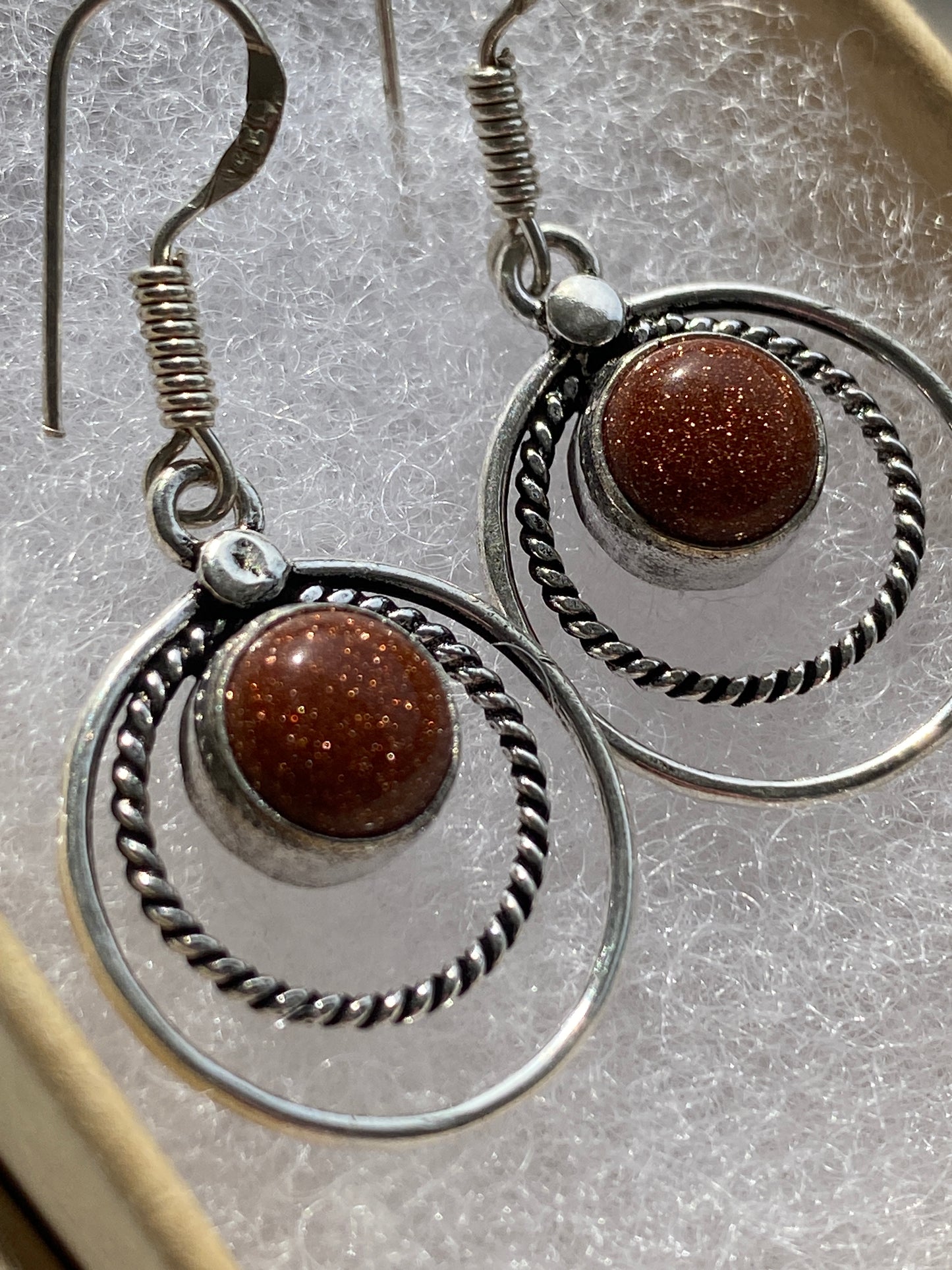 Sunstone Double Circle Earrings