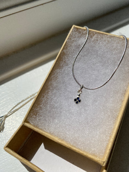 Silver Sapphire Pendant Necklace