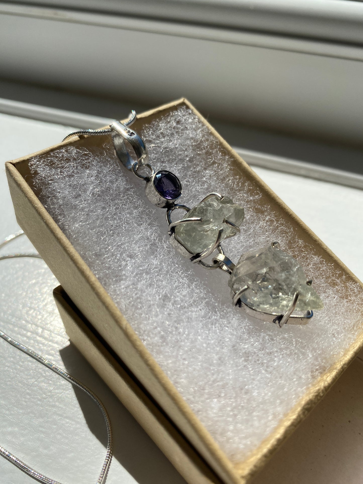 Raw Quartz & Amethyst Silver Necklace
