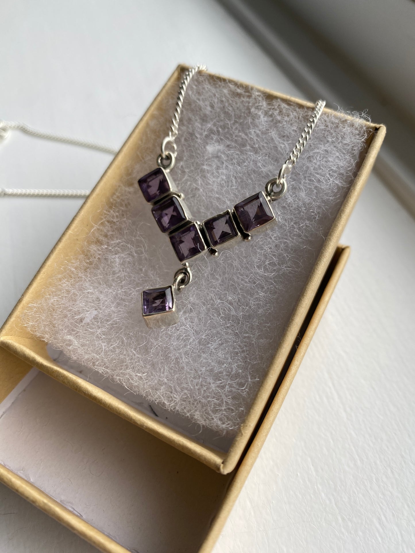 Amethyst & Silver Studded Necklace