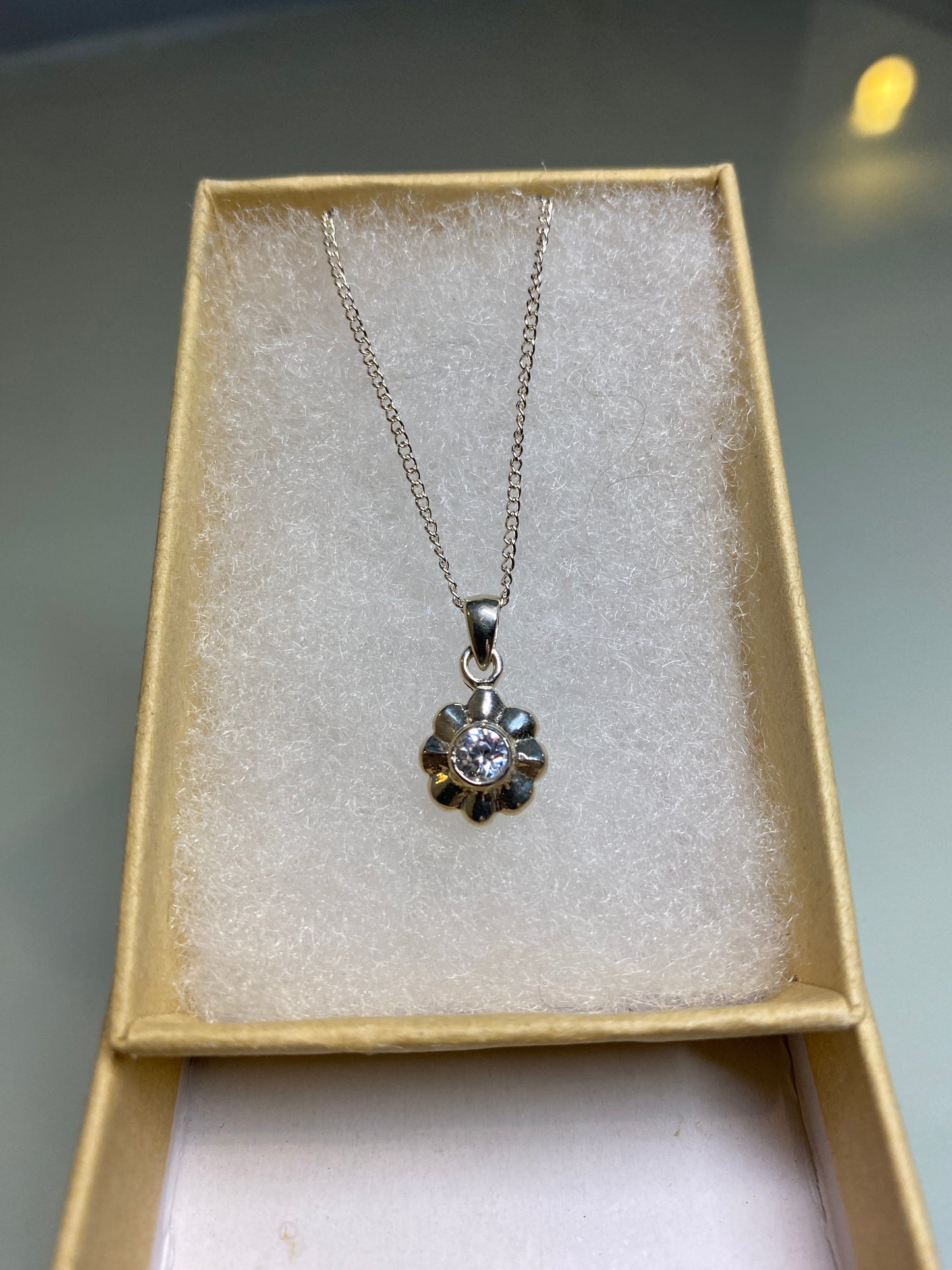Silver Flower Pendant Necklace