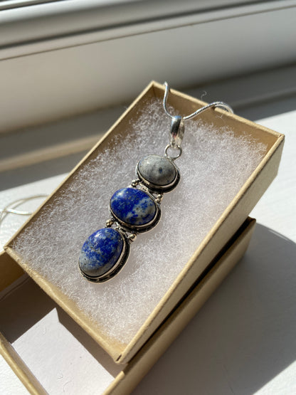 Streaked Lapis & Sodalite Pendant Necklace