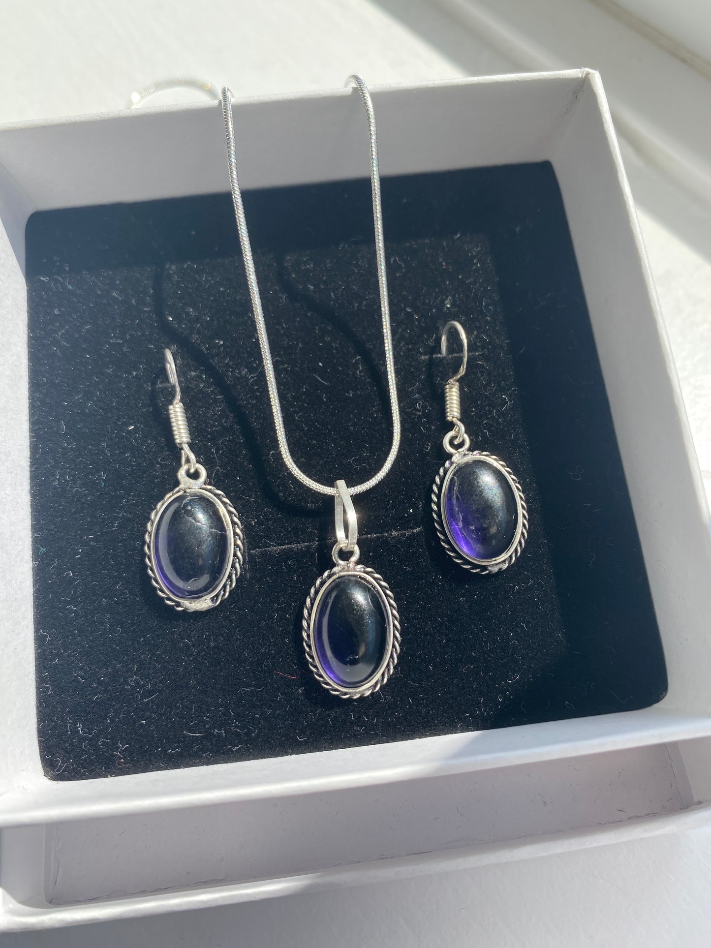 Translucent Amethyst Necklace & Earring Set