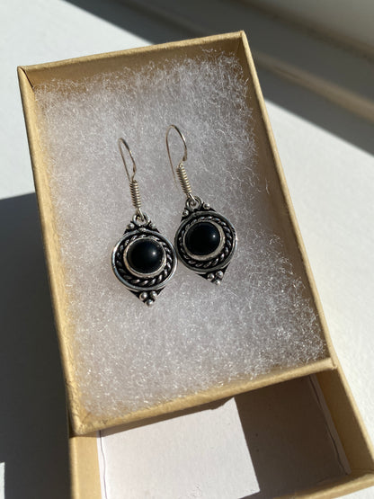Black Onyx Vintage Style Earrings