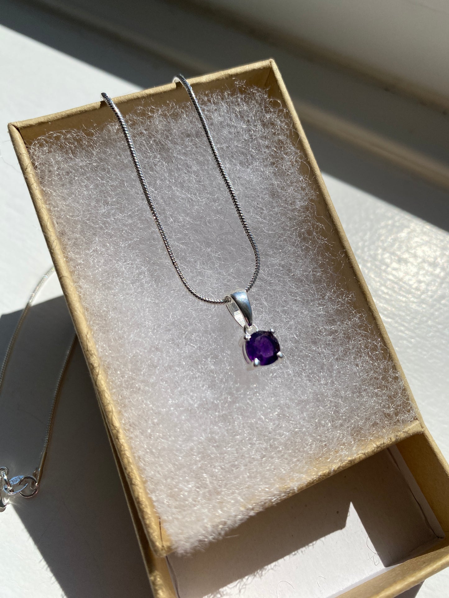 Amethyst Stone Silver Pendant Necklace