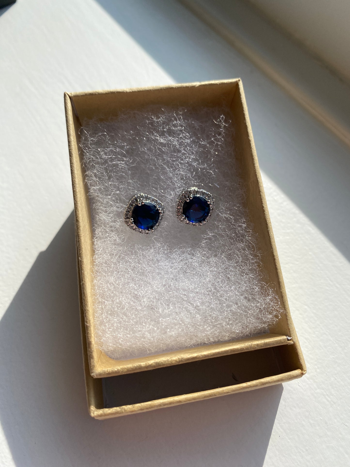 Square Sapphire Ear Studs