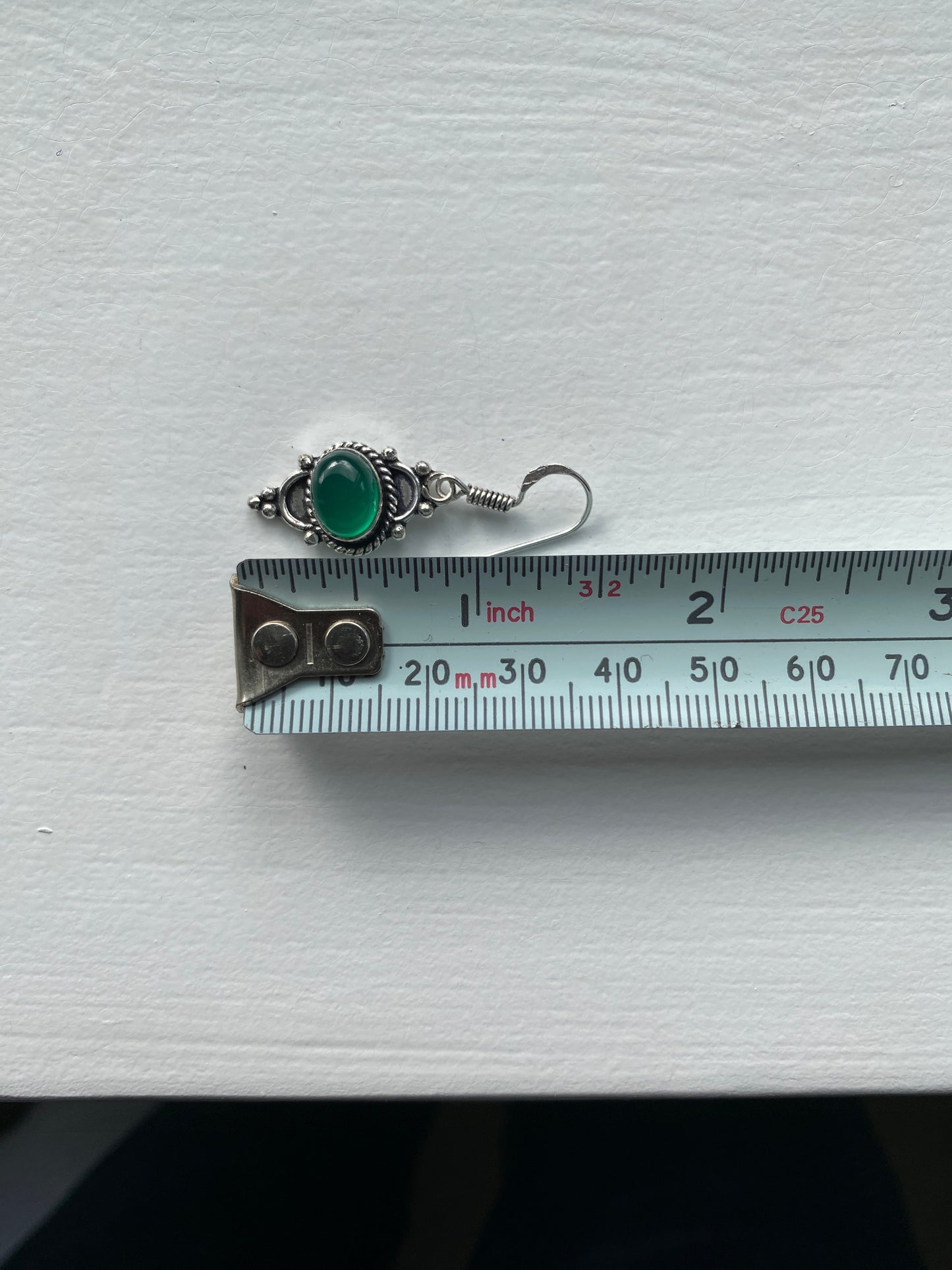 Silver and Green Agate Earrings