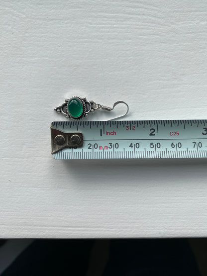 Silver and Green Agate Earrings