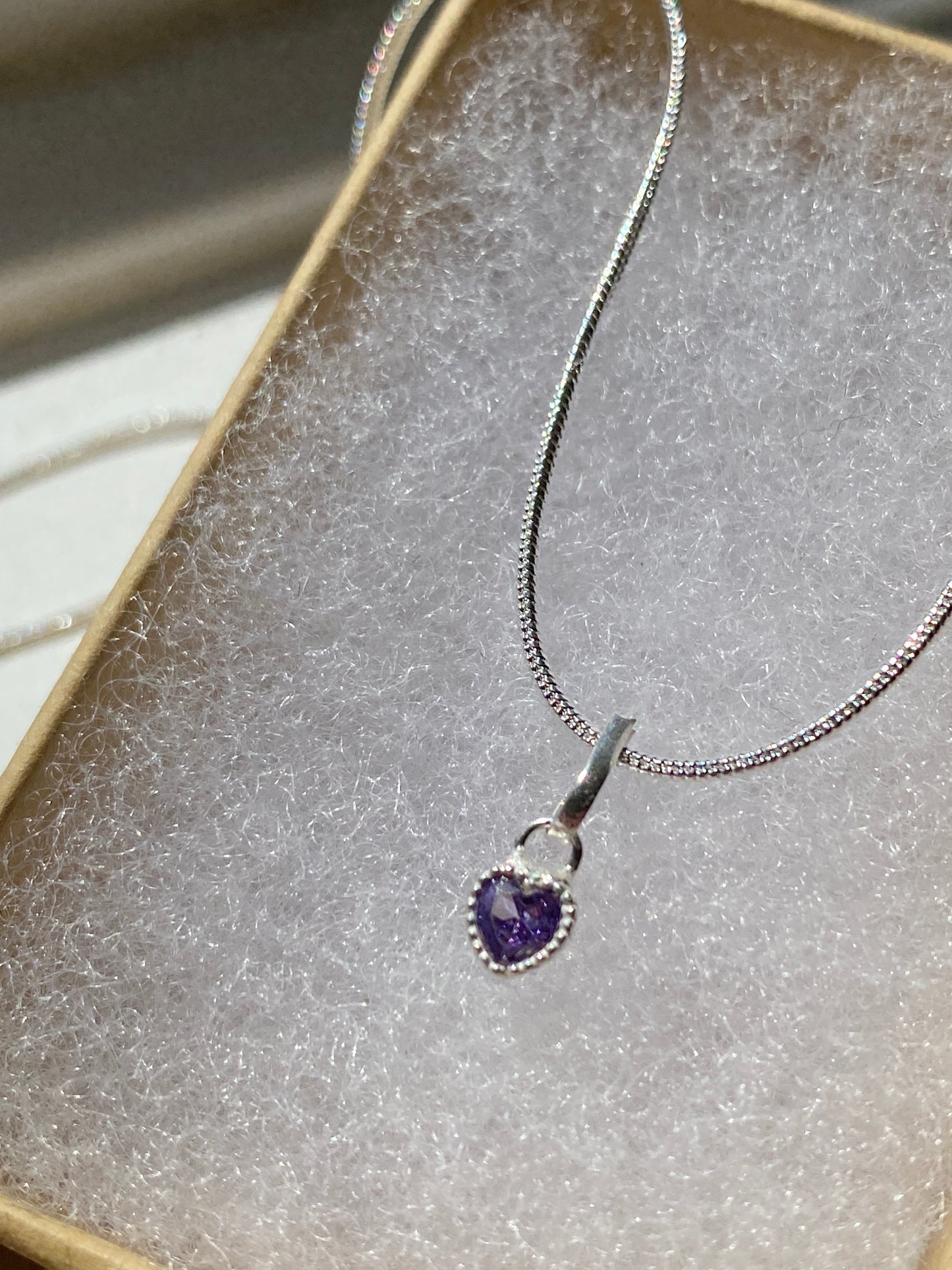 Amethyst Silver Heart Necklace