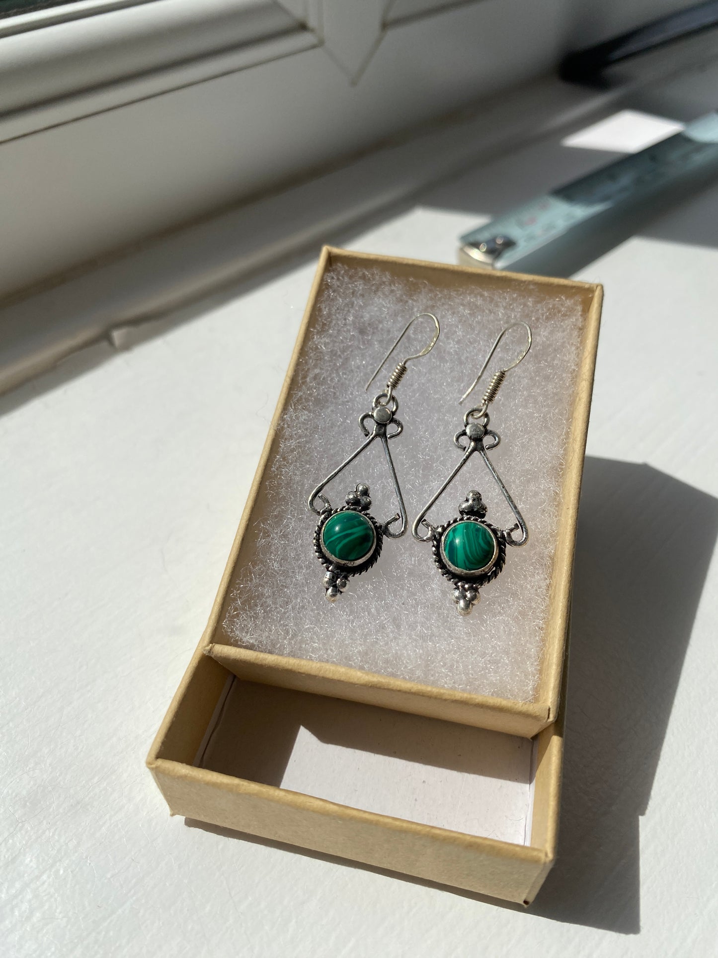 Beautifully Ornate Malachite Earrings