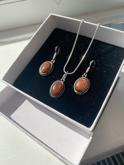 Goldstone Necklace & Earring Set