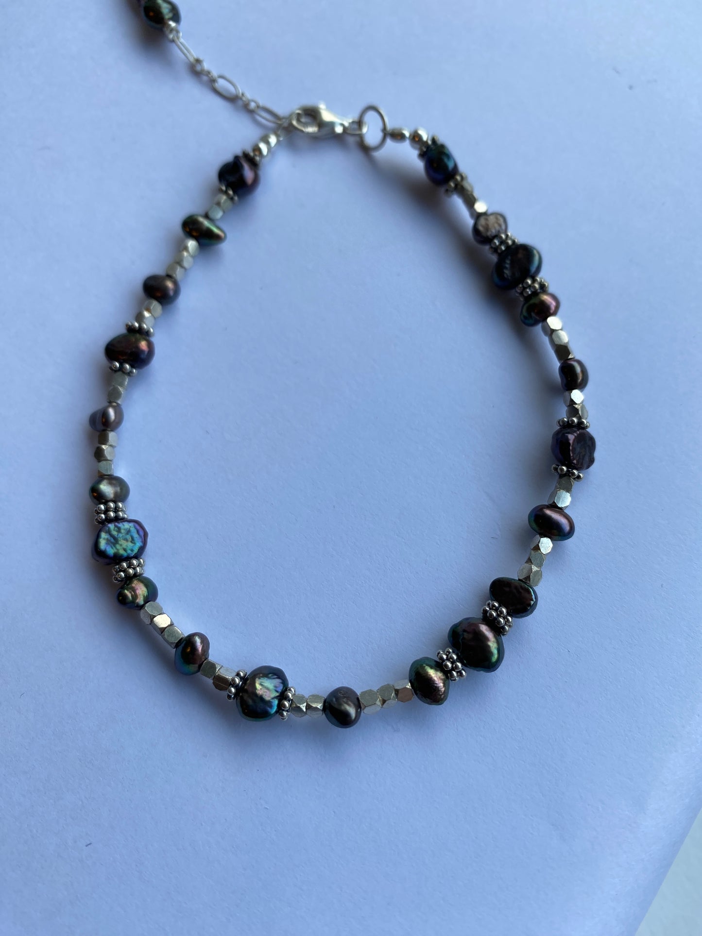 Iridescent Pearl & Silver Bracelet