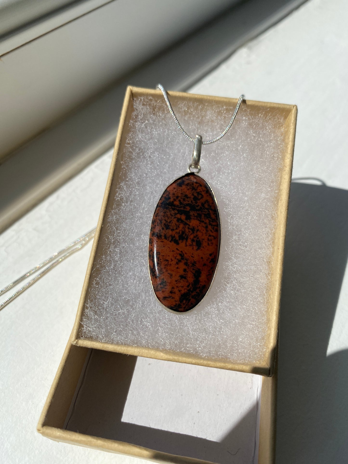 Mahogany Jasper Stretched Oval Pendant