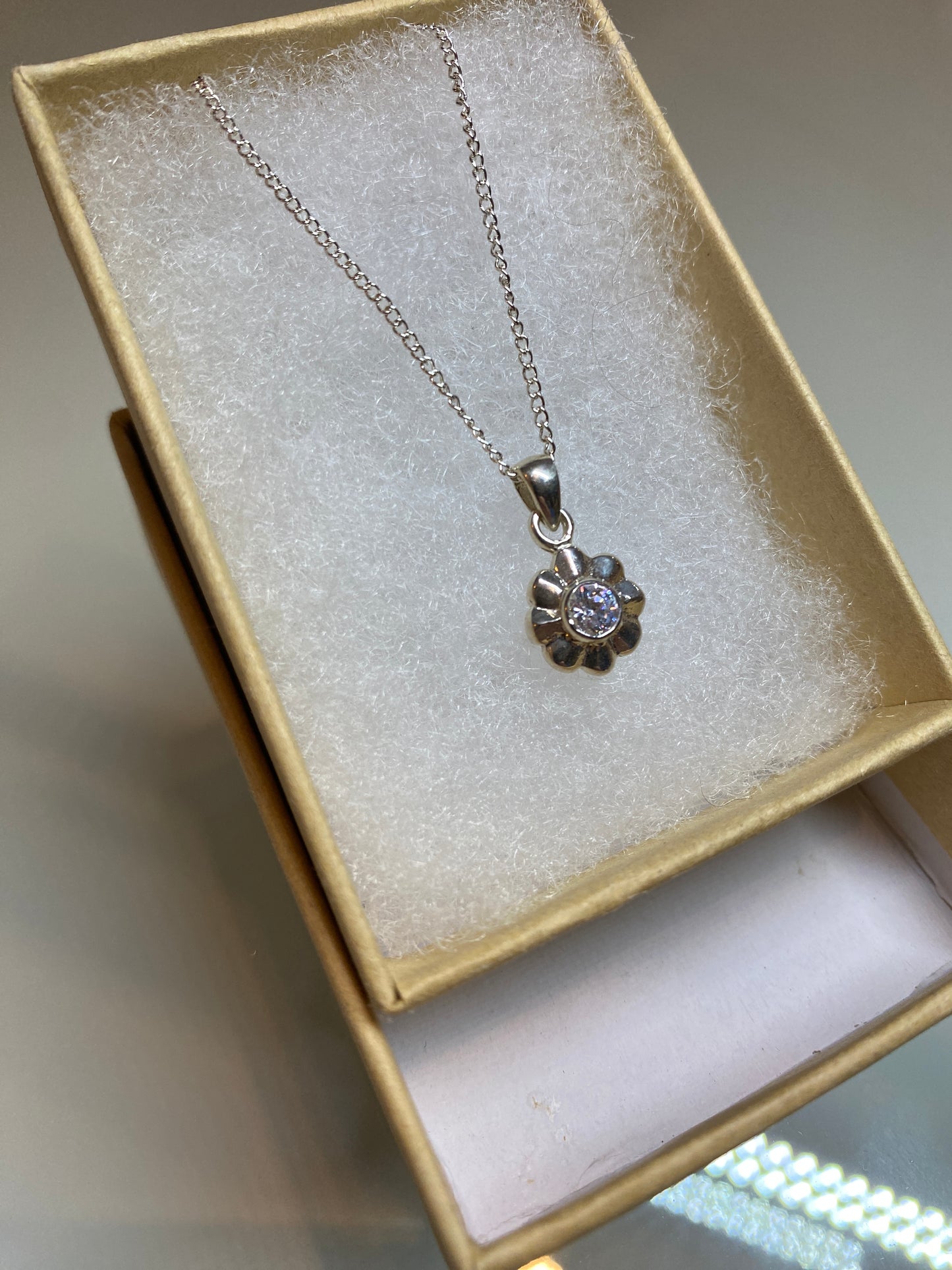 Silver Flower Pendant Necklace