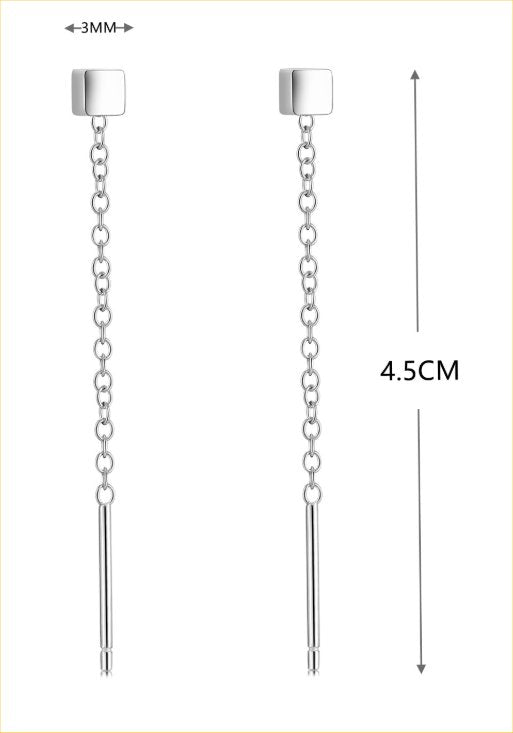 Silver Threader Cube Earrings