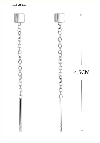 Silver Threader Cube Earrings