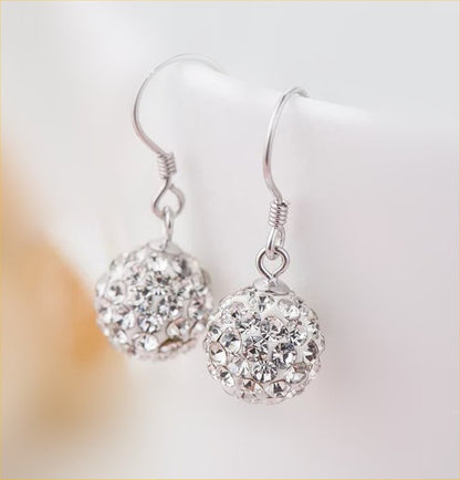 Silver Shamballa Ball Dangle Earrings