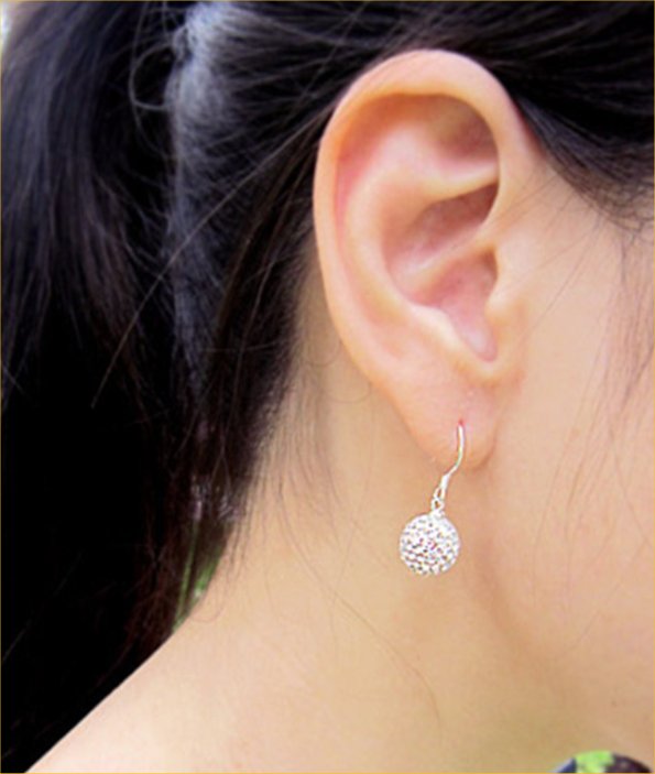 Silver Shamballa Ball Dangle Earrings