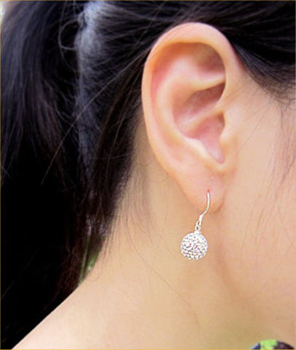 Silver Shamballa Ball Dangle Earrings