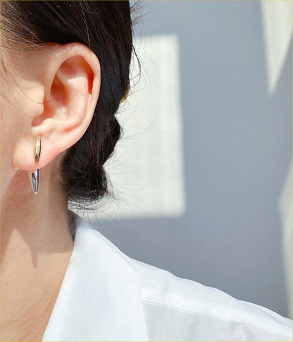 Gold & Silver Contrast Spindle Stud Earrings