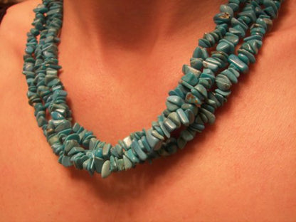 Real Turquoise Triple Row Necklace