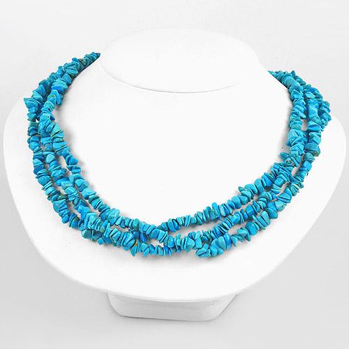 Real Turquoise Triple Row Necklace