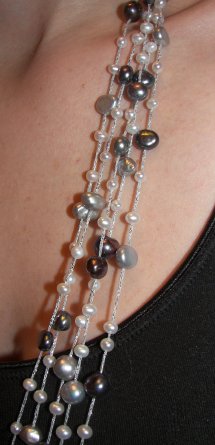 Brown & Silver Pearl & White Gold Necklace