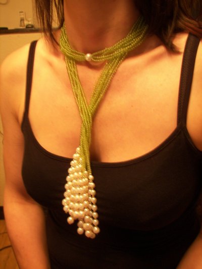 Peridot & Pearl Gold Wraparound Necklace